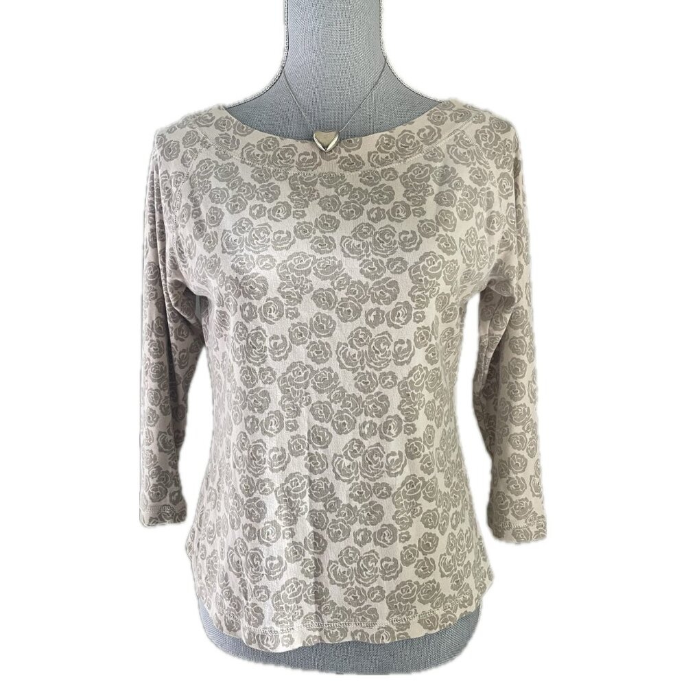 Gap Y2k Rose print boat neck top size large like new!